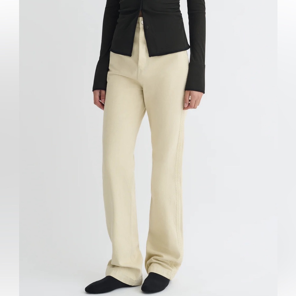 NWT Nanushka Seldes Beige Crochet-Trimmed Jeans